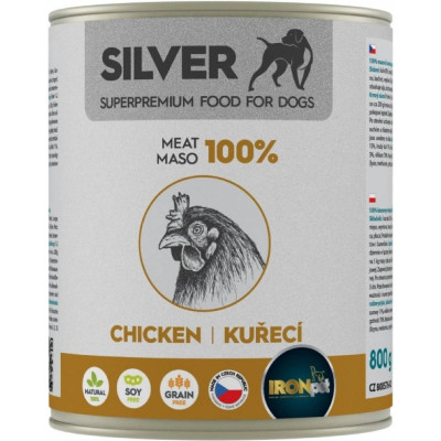 IRONpet Silver Dog Kuřecí 100% masa konzerva 800g