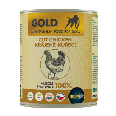 IRONpet Gold Dog Kuřecí krájená svalovina konzerva 800g