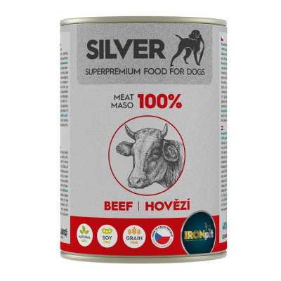 IRONpet Silver Dog Hovězí 100% masa konzerva 400 g