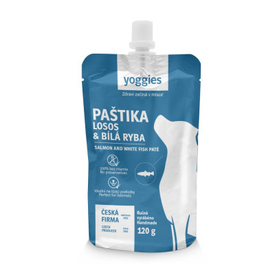 Yoggies paštika - losos a bílá ryba 120 g