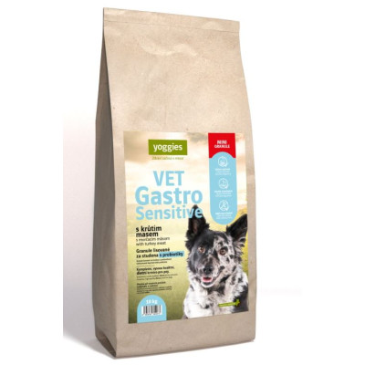 Yoggies VET Gastro Sensitive s krůtím masem, minigranule lisované za studena s probiotiky 10 kg