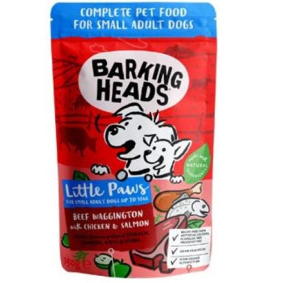 BARKING HEADS kapsička Litt.Paws Beef+Chick+Salm 150g