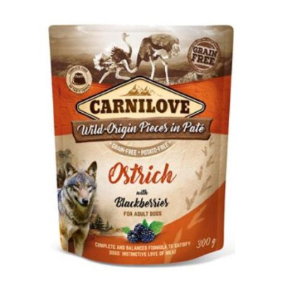 Carnilove dog pouch paté ostrich with blackberries 300 g (pštros,krocan)