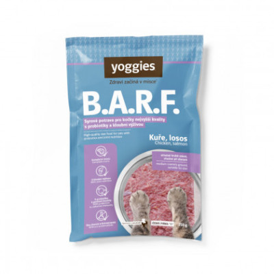 Yoggies B.A.R.F. Kuřecí komplet s lososem a brusinkami 250g