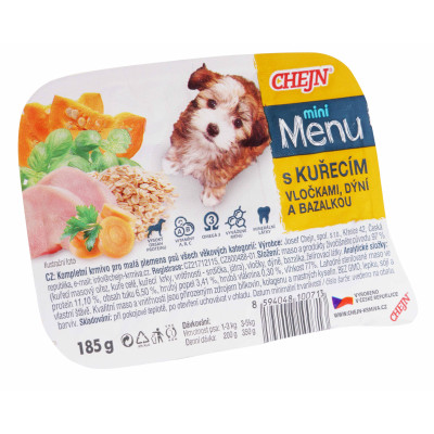 Mini menu s kuřecím, vločkami, dýní a bazalkou 185g epx:6/24